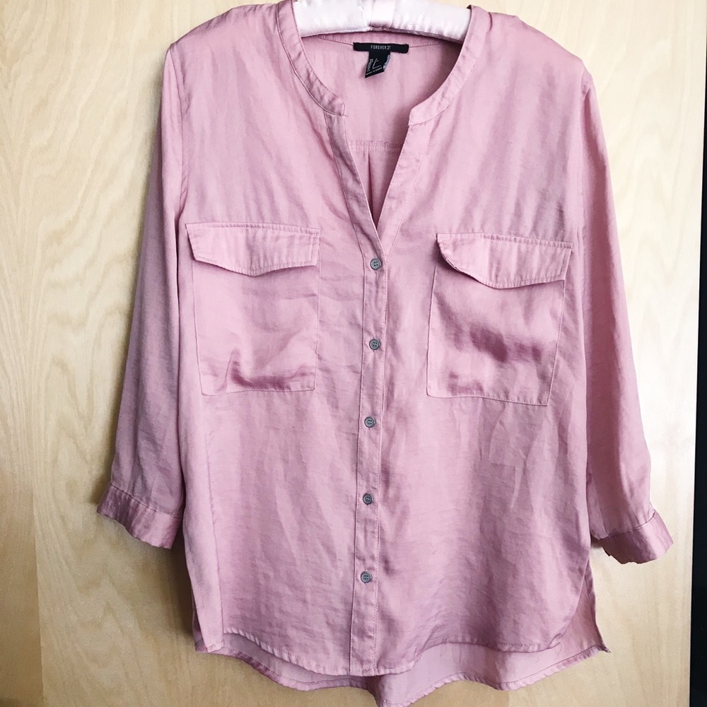 Forever21 Satin Button Up Blouse